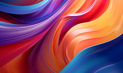 Naklejka premium Colorful abstract curves, background material, fluid lines, 3D