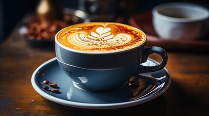 Coffee latte in vintage coffee shop