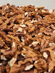 Walnuts. Walnut kernels. Background of ripe walnut kernels