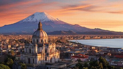 Scenic Aerial Perspective: Saint Agatha's Cathedral in Catania Captured from Above