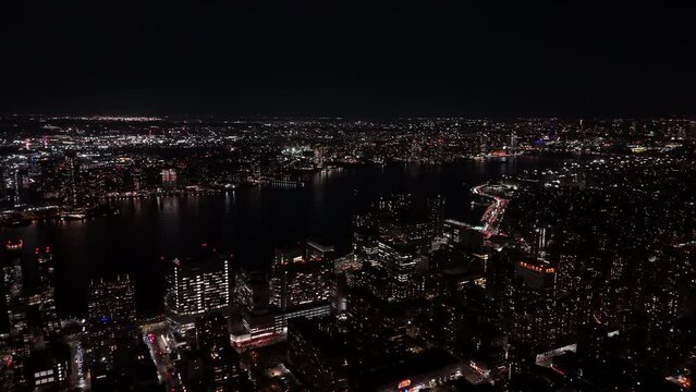 Night aerial East River New York 2023
