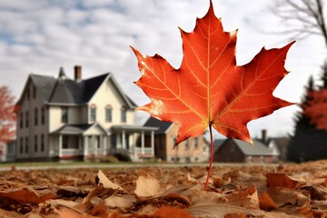 South Glengarry: Canadian city in Ontario province with a photo of the Canadian maple leaf. Generative AI