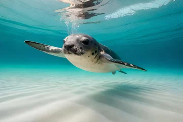 Fotobehang dolphin in the water © Sofia Saif