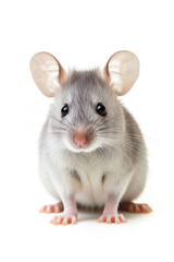 Gray cute funny mouse on white background