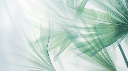 Fresh, delicate, ethereal tropical leaves background with a mist effect, translucent rainforest greenery design