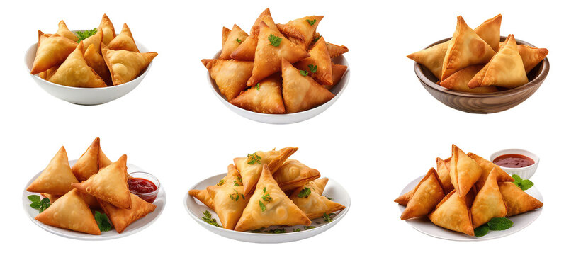set of samosa on plate 