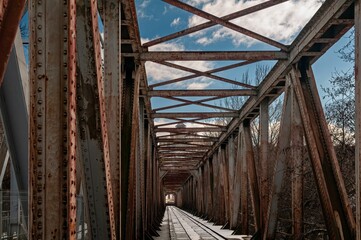 abandoned rusty train bridge