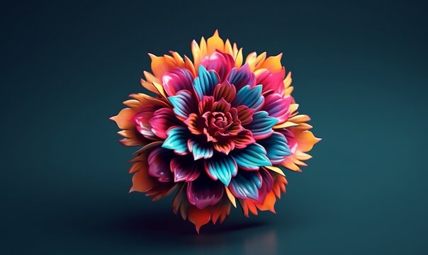 Abstract 3d colorful ai generated flower