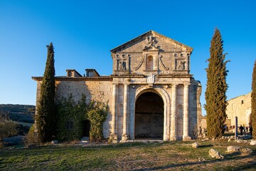 Obraz premium The MONASTERY MONSALUD under a blue clear sky