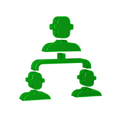 Green Business hierarchy organogram chart infographics icon isolated on transparent background. Corporate organizational structure graphic elements.