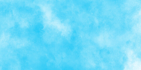 soft and lovely sky blue watercolor background with clouds, Sky clouds with brush painted blue watercolor texture, small and large clouds alternating and moving slowly on cloudy winter morning sky.