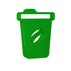Green Coffee cup to go icon isolated on transparent background.