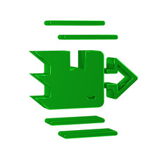 Green Carton cardboard box icon isolated on transparent background. Box, package, parcel sign. Delivery and packaging.