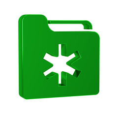 Obraz premium Green Medical health record folder for healthcare icon isolated on transparent background. Patient file icon. Medical history symbol.
