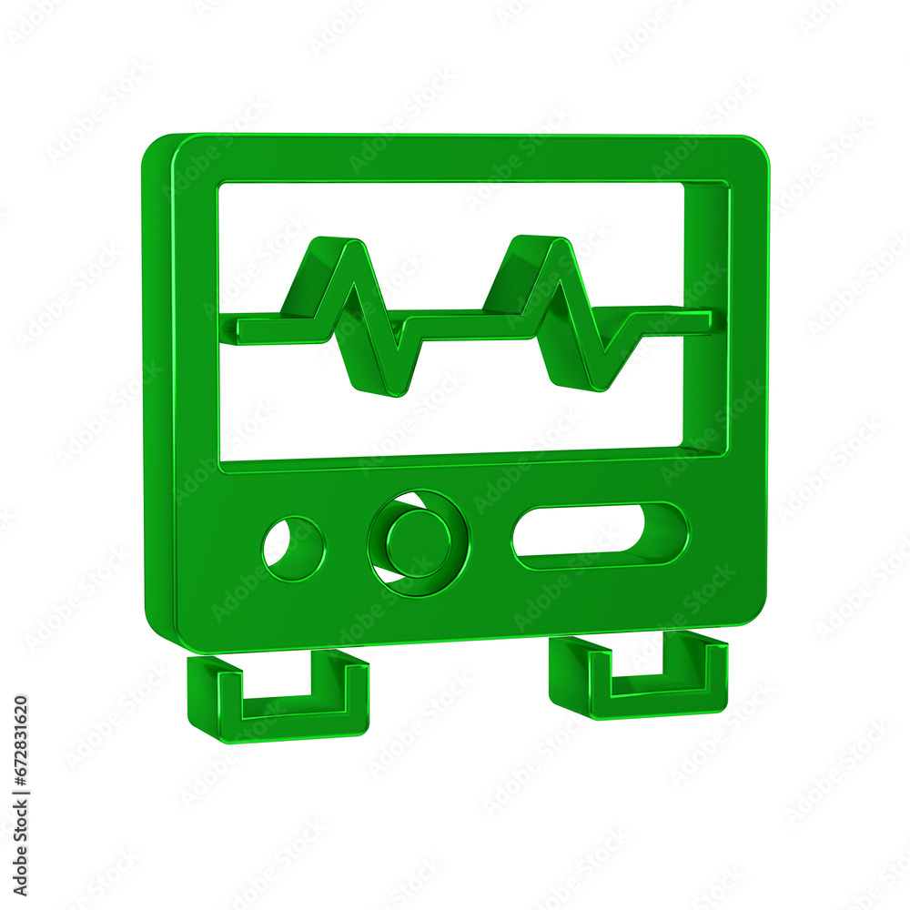 Poster green computer monitor with cardiogram icon isolated on transparent background. monitoring icon. ecg