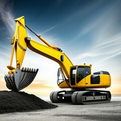 Excavator working at construction site