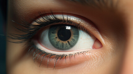 Fototapeta premium macro, close up of beautiful woman eye iris with natural make-up