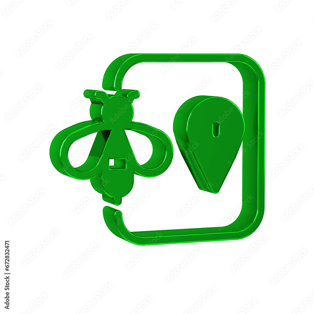 Poster green bee location map pin pointer icon isolated on transparent background. farm animal map pointer.