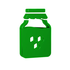 Green Jar of honey icon isolated on transparent background. Food bank. Sweet natural food symbol.