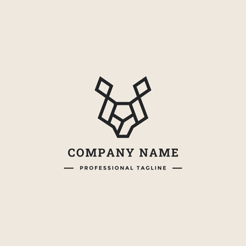 Geometric Diamond Fox Logo, line design simple fox, letter y, monogram icon.