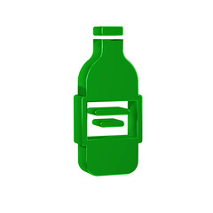 Green Glass bottle of vodka icon isolated on transparent background.