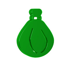 Green Garbage bag icon isolated on transparent background.