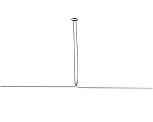 Nail, pin, spike, tack, rivet, hobnail one line art. Continuous line drawing of repair, professional, hand, people, concept, support, maintenance.