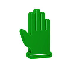 Green Rubber gloves icon isolated on transparent background. Latex hand protection sign. Housework cleaning equipment symbol.