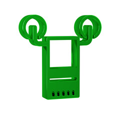 Green Towel on hanger icon isolated on transparent background. Bathroom towel icon.