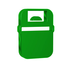 Green Trash can icon isolated on transparent background. Garbage bin sign. Recycle basket icon. Office trash icon.