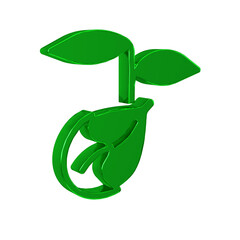 Obraz premium Green Sprout icon isolated on transparent background. Seed and seedling. Leaves sign. Leaf nature.