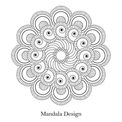 Rotate Flower Mandala Design Coloring book page vector file