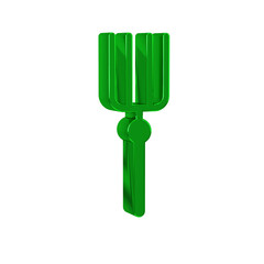 Green Garden pitchfork icon isolated on transparent background. Garden fork sign. Tool for horticulture, agriculture, farming.