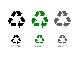Recycle icon green, gray, and black  web, app, ui ux, mall sign, door label, vector design element, digital, print