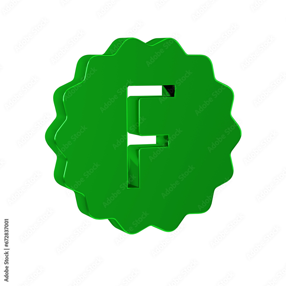 Poster green exam paper with incorrect answers survey icon isolated on transparent background. bad mark of 