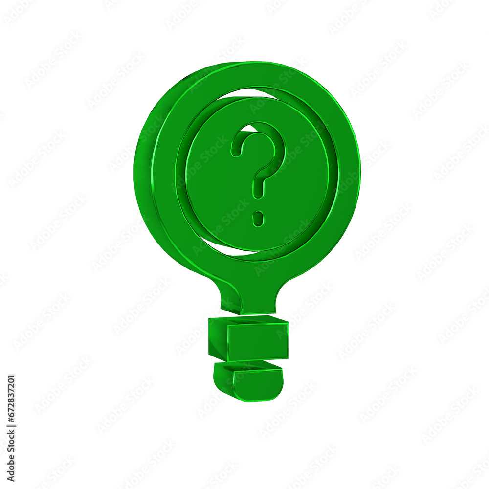 Poster green unknown search icon isolated on transparent background. magnifying glass and question mark.