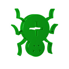Green Spider icon isolated on transparent background. Happy Halloween party.