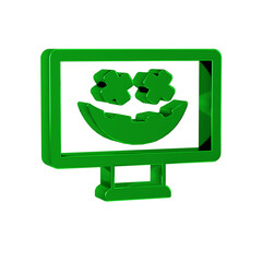 Green Happy Halloween holiday icon isolated on transparent background.