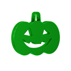 Green Pumpkin icon isolated on transparent background. Happy Halloween party.