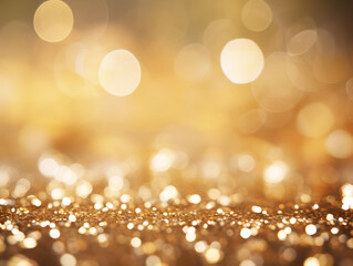 abstract shiny golden bokeh on dark background.