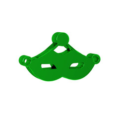 Green Carnival mask icon isolated on transparent background. Masquerade party mask.