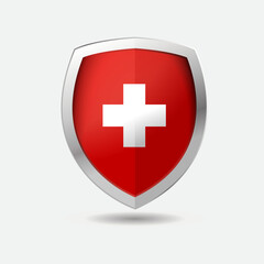 Shield Shape with Silver Gradient. Sheild security and guarantee symbol vector design element
