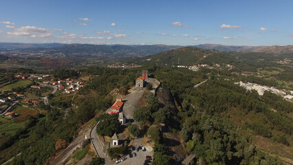 Aerial Photography of City and Medieval Castle of Póvoa de Lanhoso in Portugal