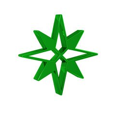 Green Wind rose icon isolated on transparent background. Compass icon for travel. Navigation design.