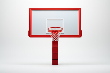 Red basketball hoop on a white background - obrazy, fototapety, plakaty