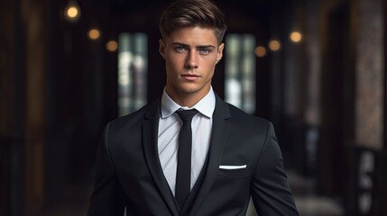 Stylish young man in suit and tie