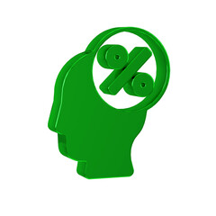 Green Discount percent tag icon isolated on transparent background. Shopping tag sign. Special offer sign. Discount coupons symbol.