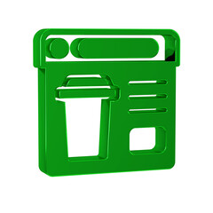 Green Online ordering and fast food delivery icon isolated on transparent background.