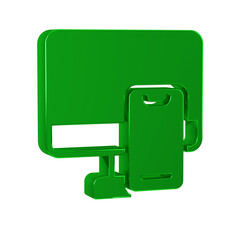 Green Online ordering and fast food delivery icon isolated on transparent background.