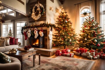 Fototapeta na wymiar living room with christmas tree